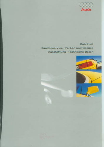 Audi Cabriolet Prospekt Technik Farbkarte 1996