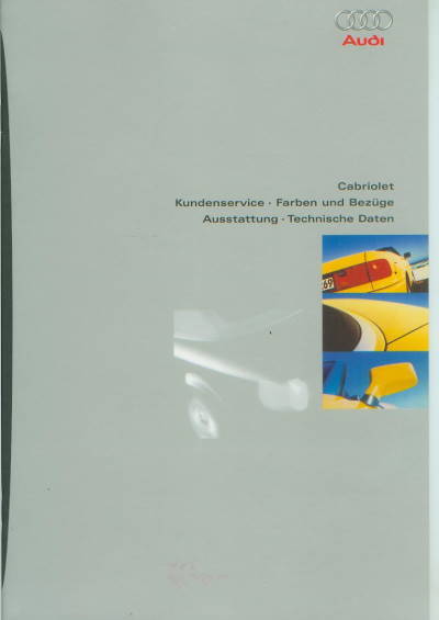 Audi Cabriolet Prospekt Technik Farbkarte 1996