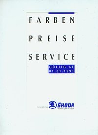 Skoda Farbkarte Preisliste 1993