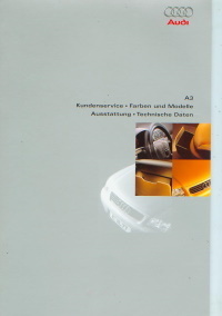 Audi A3 Prospekt Farben, Technik, Ausstattung 1996
