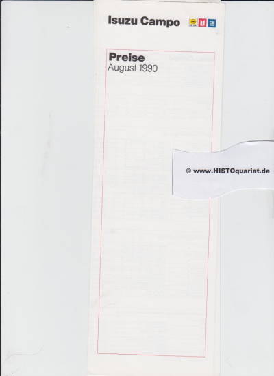 Isuzu Campo Preisliste  1990