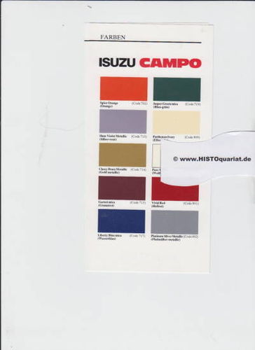 Isuzu Campo Farbkarte 1989