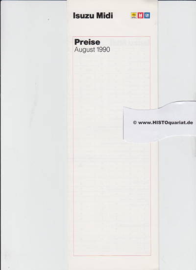 Isuzu Midi Preisliste 1990