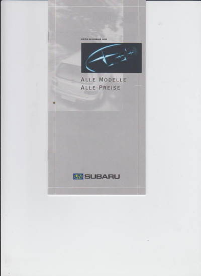 Subaru PKW Preisliste Februar 2000 - 1125