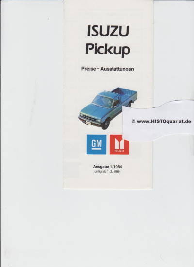 Isuzu Pick up Preisliste 1. Februar 1984  1111