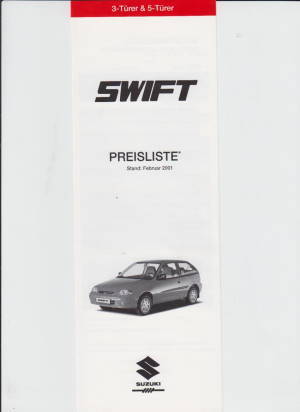 Suzuki Swift   -- Preisliste aus 2001  1202*