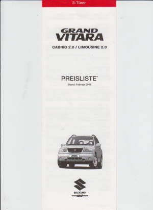 Suzuki Grand Vitara Preisliste Februar 2001