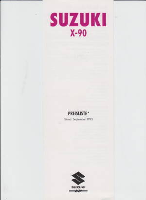 Suzuki X 90 Preisliste September 1995 - Rarität