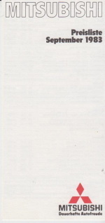 Mitsubishi PKW Preisliste September 1983