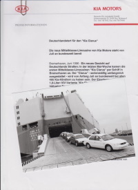 Kia Clarus Presseinformation 1996  Presseliteratur