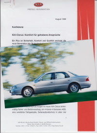 Kia Clarus Presseinformation aus 1999 für Sammler