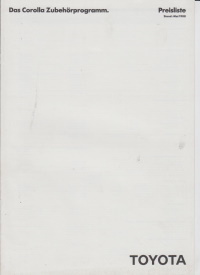 Toyota Corolla Preisliste Zubehör 1988 - 2225