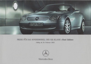 Mercedes Benz SLK final Edition Preisliste 2 - 2003