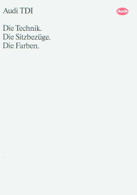 Audi 80 100 TDI Prospekt Technik Farbkarte 1993