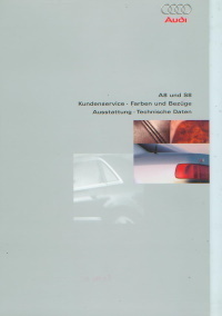 Audi A8 S8 Prospekt Technik / Farben 1996