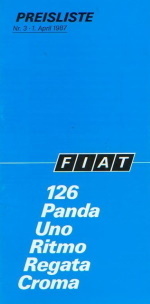 Fiat Programm Preisliste 1987