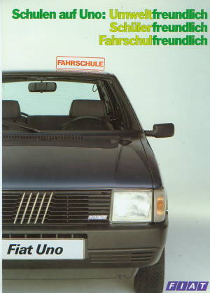Fiat Uno Prospekt Fahrschule 1986 -2743