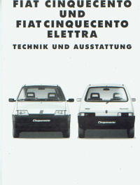 Fiat Cinquecento Elettra Prospekt Technik 1993 / Techn. Daten 2878