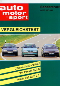 Testbericht VW Passat CL 2.0 Citroen Xantia Mazda 626