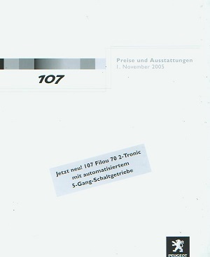 Peugeot 107 Preisliste 1. November 2005 3026