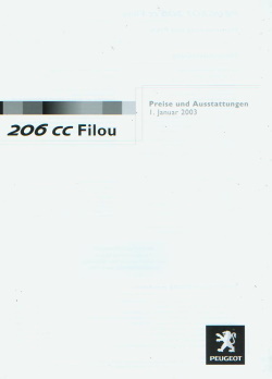 Peugeot 206 CC Filou Preisliste 1. Januar 2003