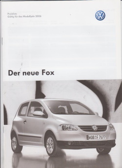 VW Fox Preisliste 3. Juni   2005
