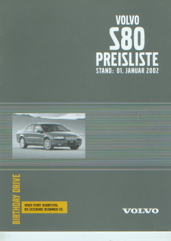 Volvo S80 Preisliste 1. Januar  2002 - 3304