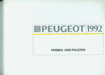 Peugeot PKW Programm Farbkarte November 1991