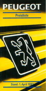 Peugeot PKW Programm Preisliste 1, April 1993