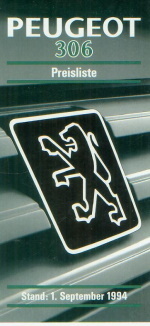 Peugeot 306 Preisliste 1. September 1994