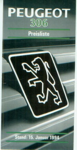 Peugeot 306 Preisliste 15. Januar 1994