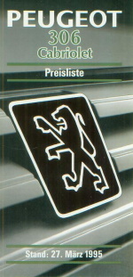 Peugeot 306 Cabriolet  Preisliste 27. März 1995