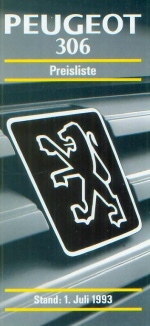 Peugeot 306 Preisliste 1. Juli 1993 ME