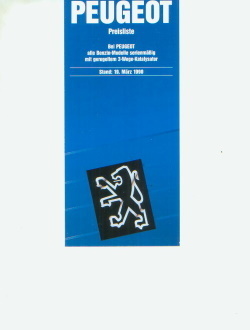 Peugeot PKW Programm Preisliste1990- 3688