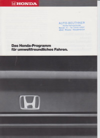 Honda PKW Programm Prospekt Broschüre 1987
