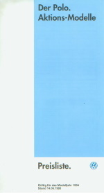 VW Polo Aktionsmodelle Preisliste 6 -  1993 -3790*