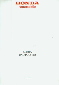 Honda PKW Programm Farbkarte 1982 Rarität - 3833*