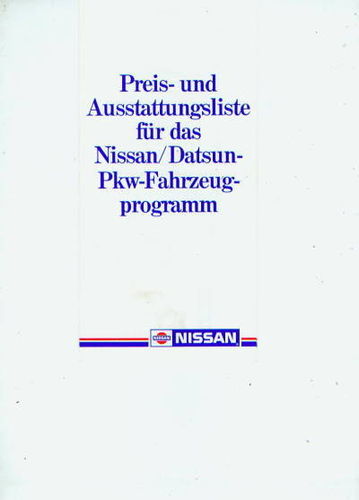 Nissan Automobilprogramm Preisliste 9- 1983 4010*