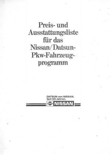 Nissan Datsun PKW Preisliste Juni 1984 - 4059*