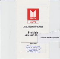 Isuzu Gemini Diesel  Preisliste Juni 1988