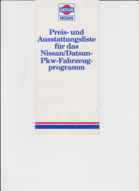 Nissan Datsun PKW Preisliste Okt. 1982 - 4165*