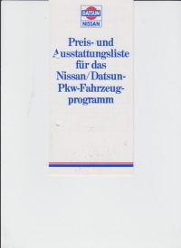 Nissan Datsun PKW Preisliste 3 - 1983 - 4168*