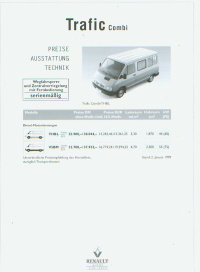 Renault Trafic Combi Preisliste Januar 1999 4478*
