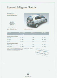 Renault Megane Scenic Preisliste 10 - 1997 - 4493*