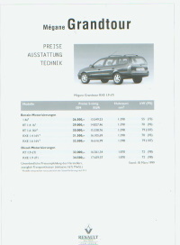 Renault Megane Grandtour Preisliste 3 - 1999