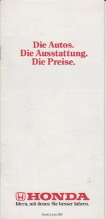 Honda Preisliste Juni 1985 4543*
