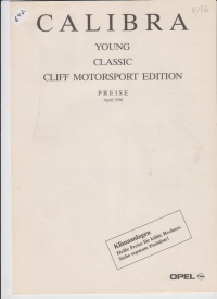 Opel Calibra Young Classic Cliff Preisliste 1996