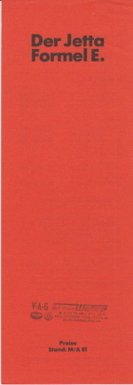 VW Jetta Formel E Preisliste 1981 pricelist