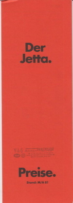 VW Jetta Preisliste 1981 - pricelist