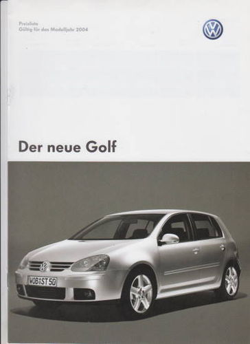 VW Golf Preisliste August 2003 -5137